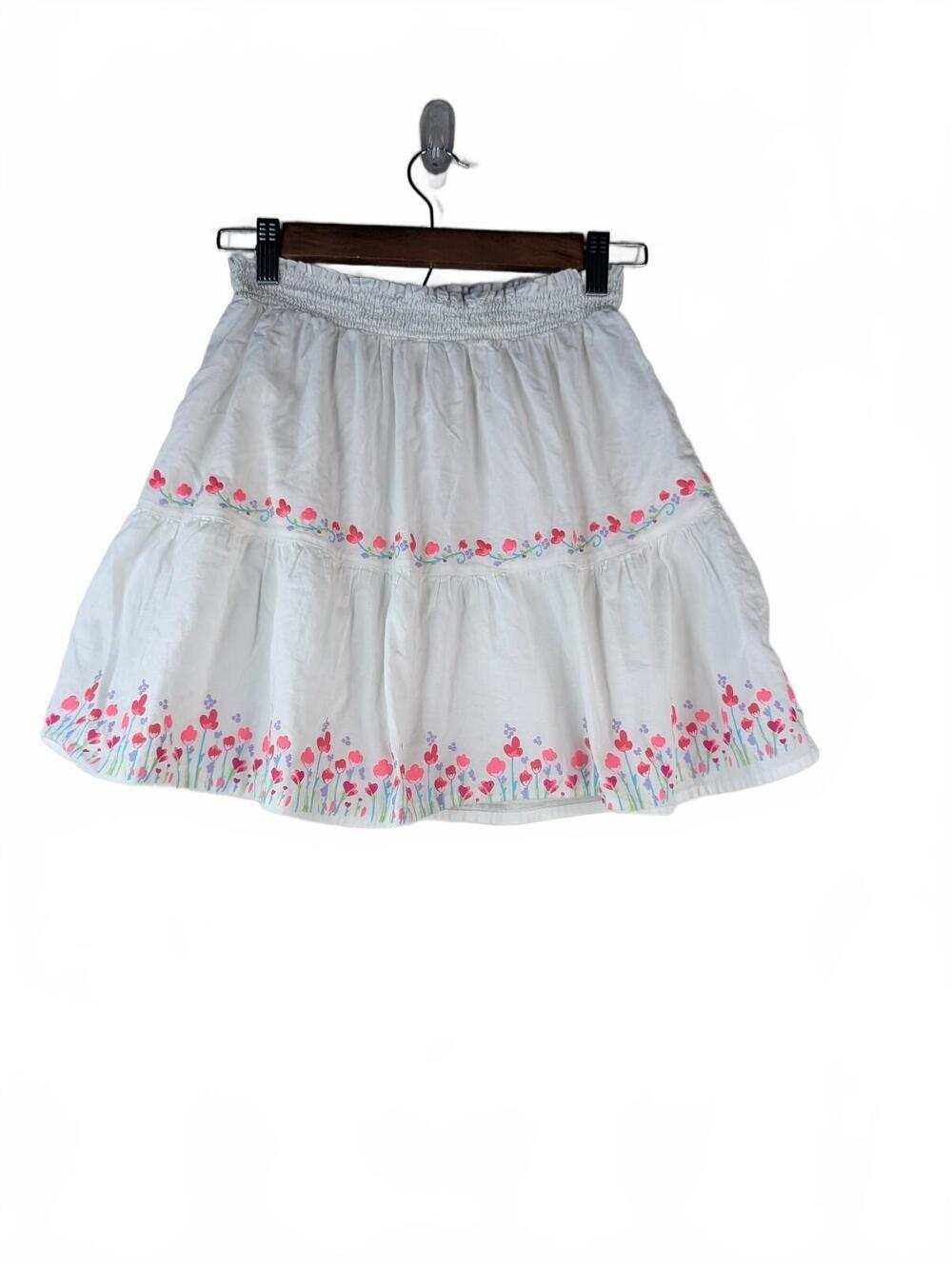 VTG 90's White 100% Cotton Smocked Tiered Skirt w/Floral Print Size 4/5